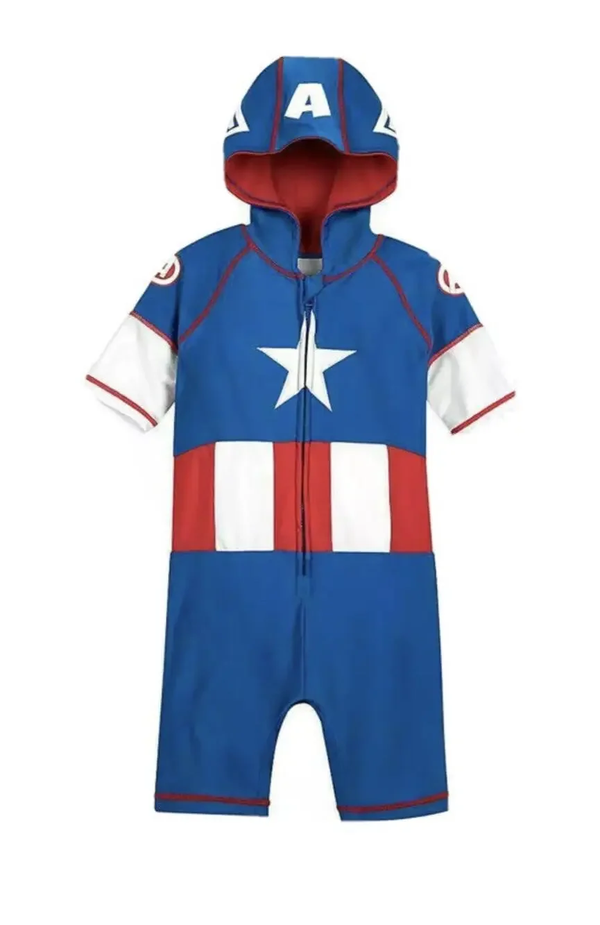 Captain America Hooded Wetsuit Swimsuit for Boys 3T